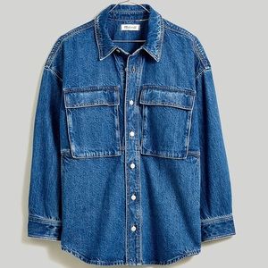 Madewell Denim Oversized Cargo Shirt Jacket Small EUC